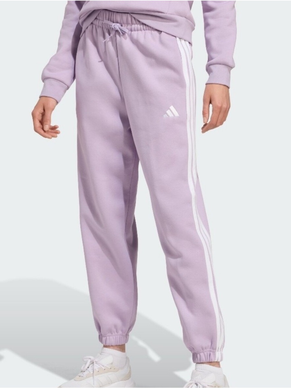 Adidas Women XL Powder Plum White Essentials 3-Stripes Fleece Jogger Pants NWT